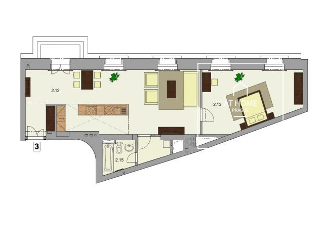 1-bedroom attic apartment, Ostrovní, Nové Město