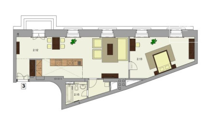 1-bedroom attic apartment, Ostrovní, Nové Město