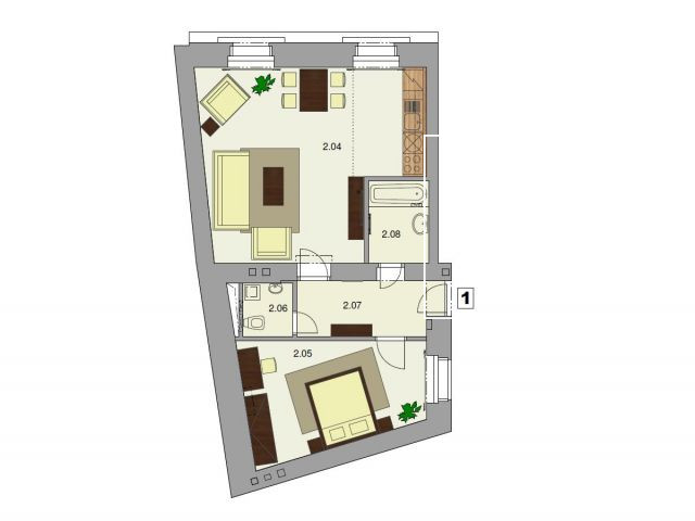 One bedroom apartment, Ostrovní, Nové Město
