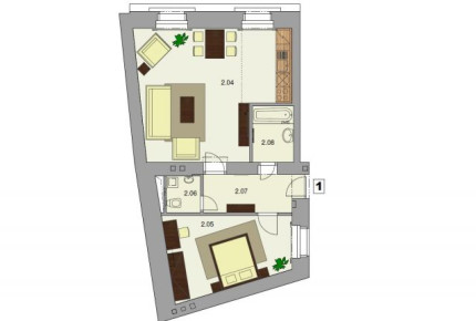 One bedroom apartment, Ostrovní, Nové Město