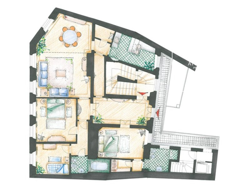 Glamorous 3-bedroom apartment with terrace, Malá Strana