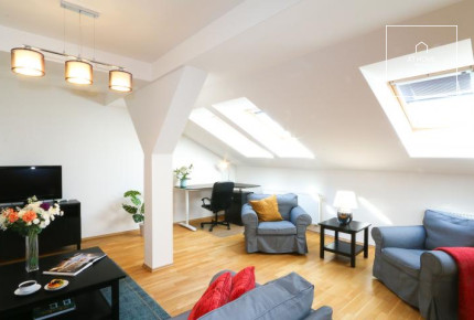 Fully furnished 2 bedroom attic apartment, Sázavská, Vinohrady