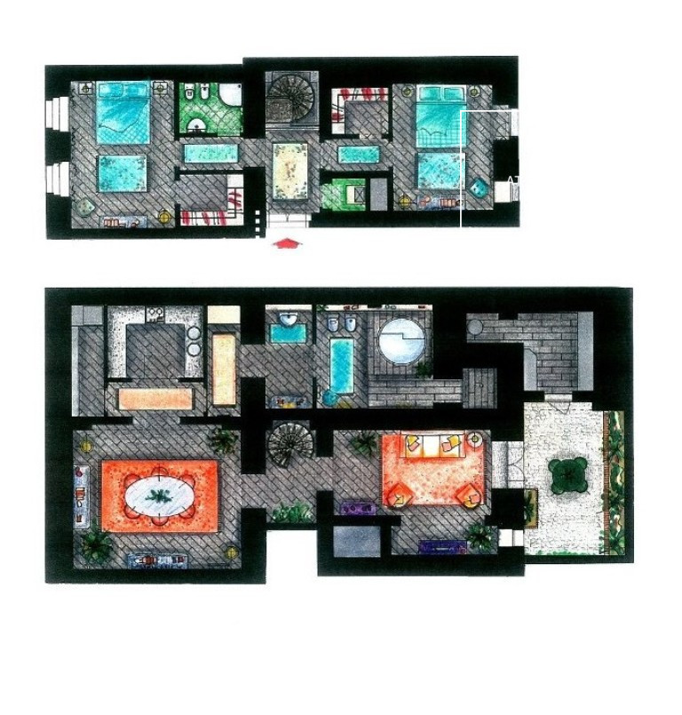 2-bedroom duplex with terrace, Hořejší nábřeží