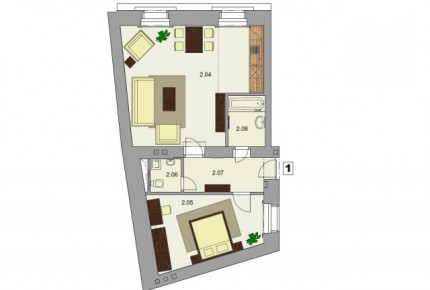 One bedroom apartment, Ostrovní, Nové Město